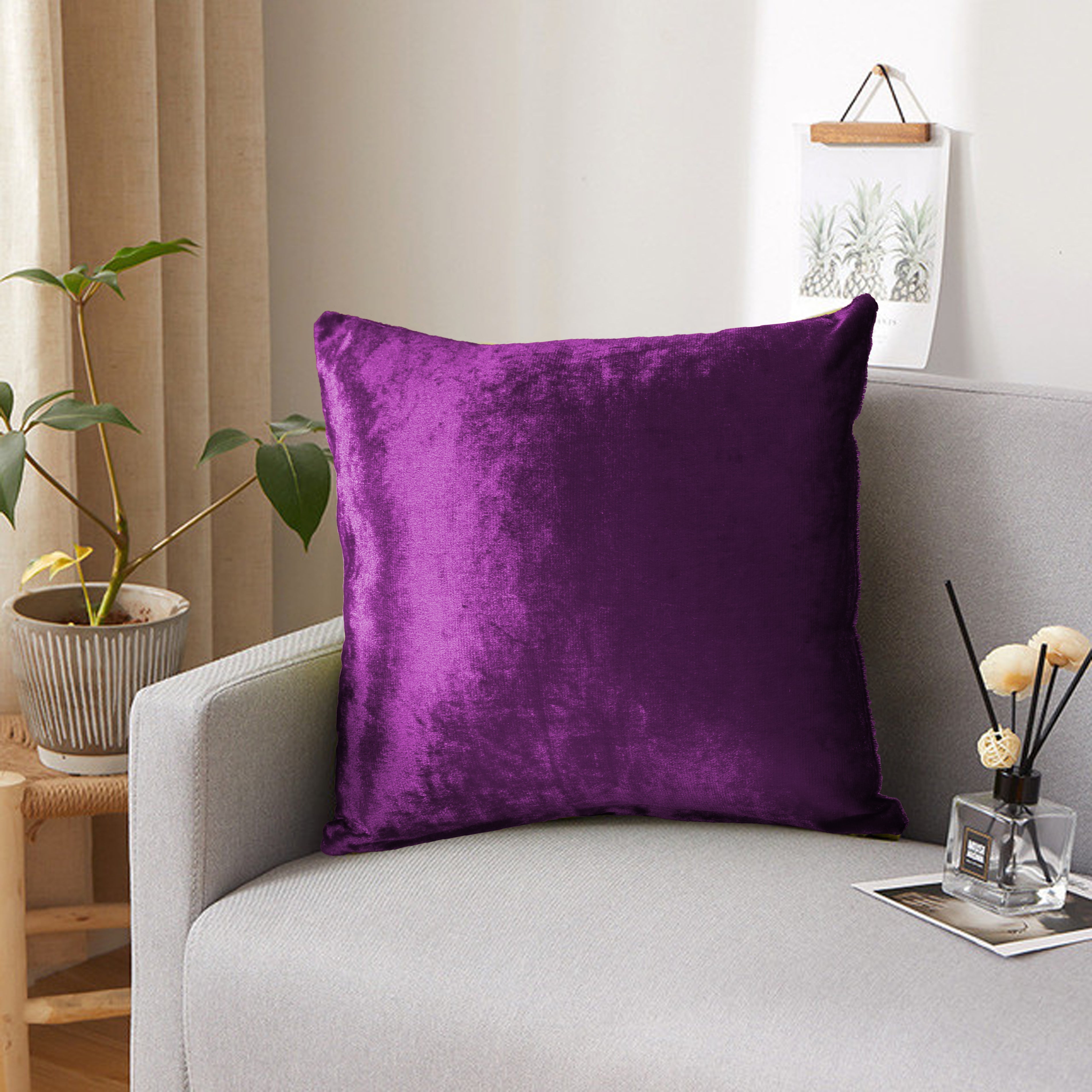 Luxury Italian Crushed Velvet Cushion Cover | Soft Decorative Throw Pillow Cover for Sofa, Bed & Living Room | 17 x 17 Inch