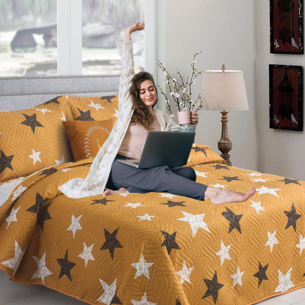 Luxury 3 Piece Bedding Set – Soft Microfibre Bedspread with Pillowcases | Lightweight & Cosy Bedspread-Milan