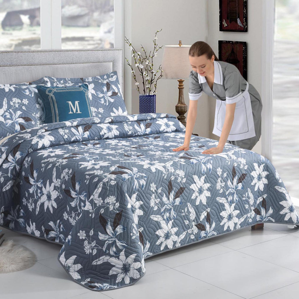 Luxury 3 Piece Bedding Set – Soft Microfibre Bedspread with Pillowcases | Lightweight & Cosy Bedspread-Milan