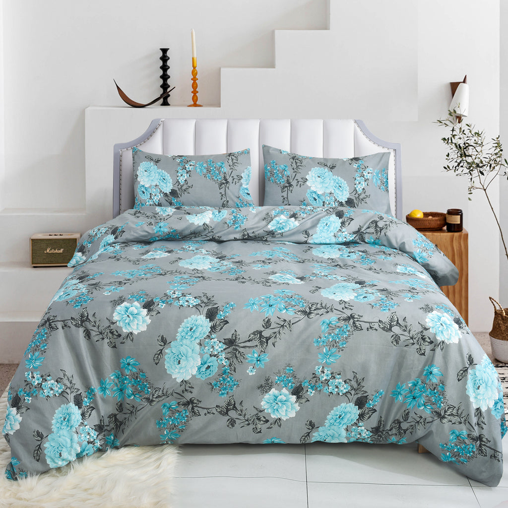 MillPrice Obsidian Marble Luxe Microfiber 4-Piece Bedding Set – Duvet Cover, Fitted Sheet & 2 Pillowcases