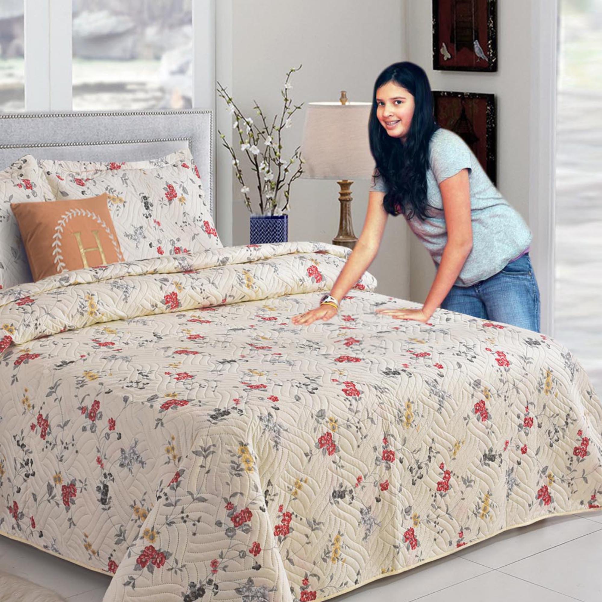 MillPrice Quilted 3-Piece Bedspread Set – Elegant Layered Comfort with Coordinated Pillowcases