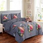 4 Piece 3D Duvet Cover Set with Fitted Sheet, Soft Microfiber Duvet Cover Set, Printed Quilt Cover Bedding with Pillowcases, Single Double King Super King