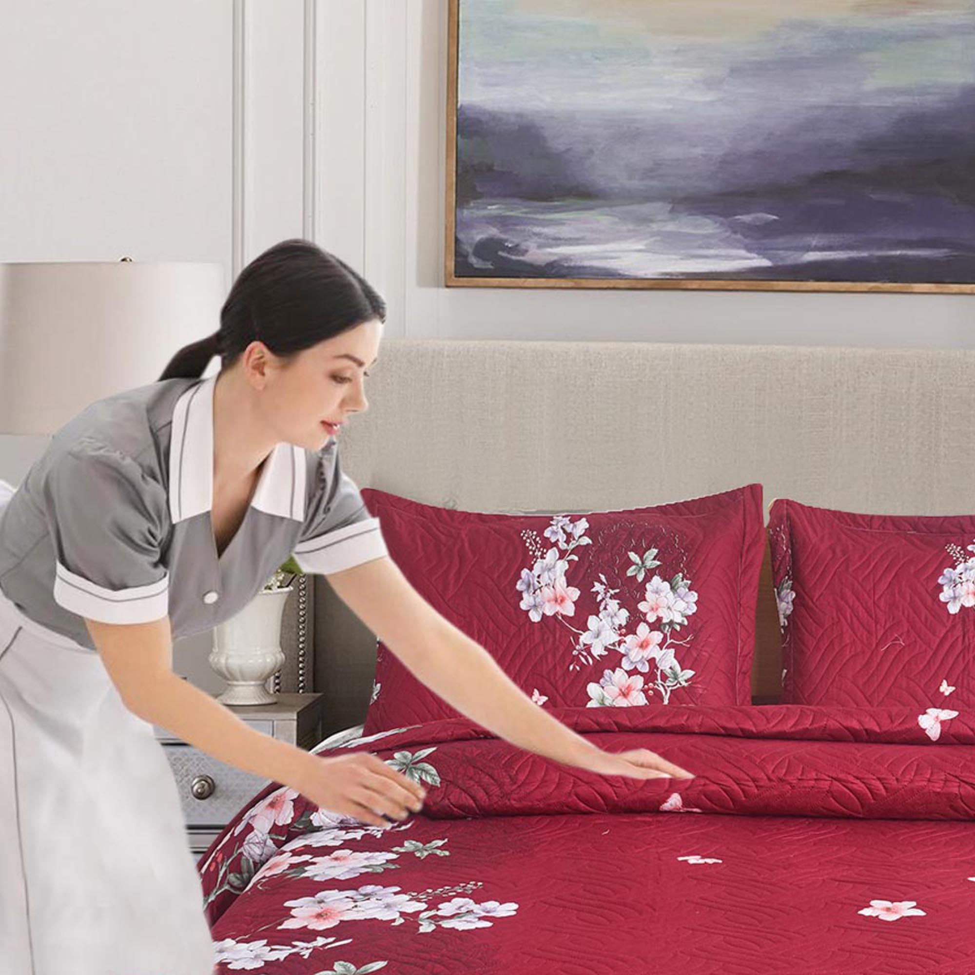 MillPrice Quilted 3-Piece Bedspread Set – Elegant Layered Comfort with Coordinated Pillowcases