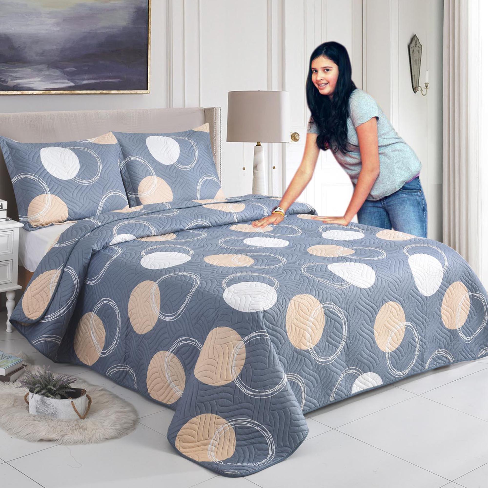 Luxury 3 Piece Bedding Set – Soft Microfibre Bedspread with Pillowcases | Lightweight & Cosy Bedspread-Milan