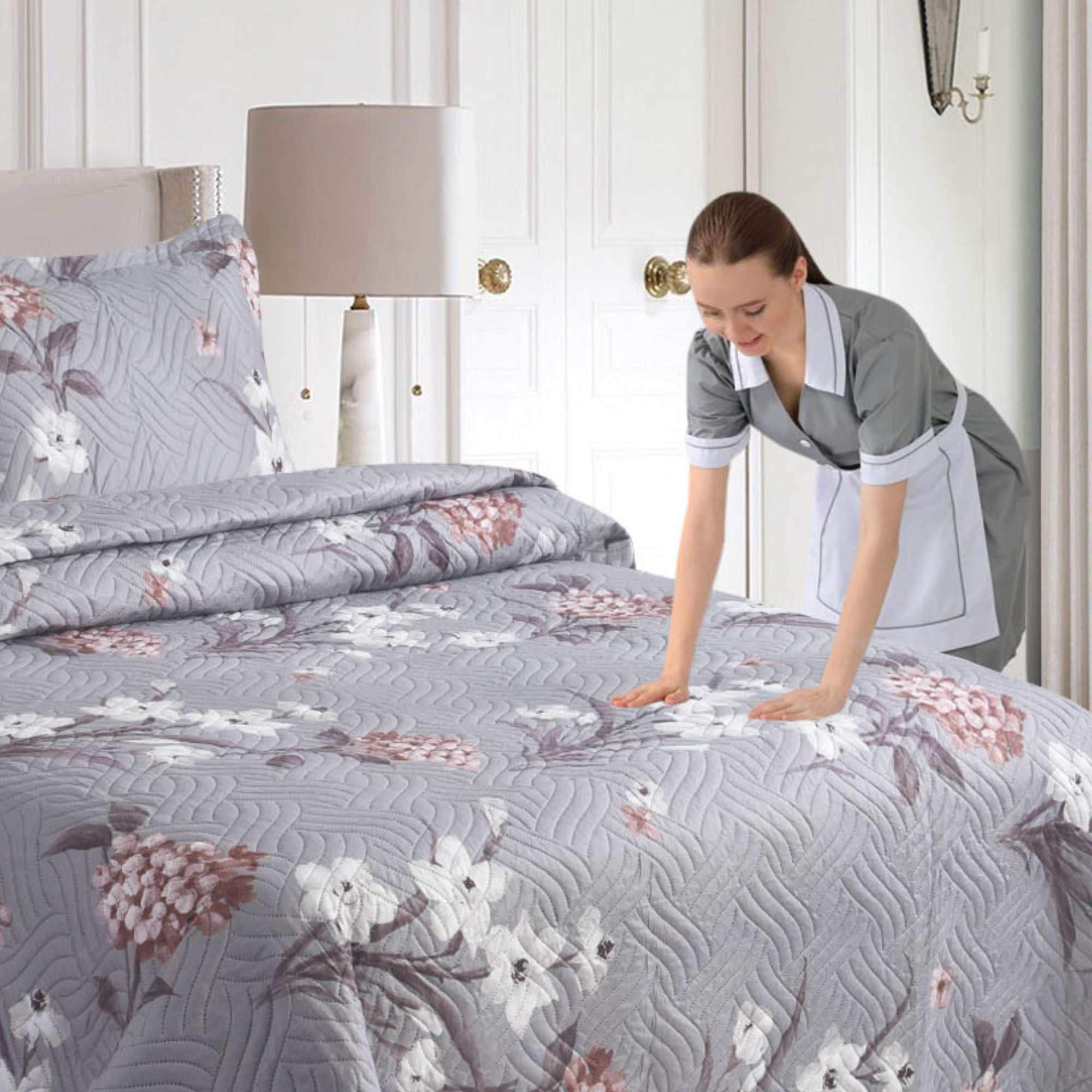 MillPrice Quilted 3-Piece Bedspread Set – Elegant Layered Comfort with Coordinated Pillowcases