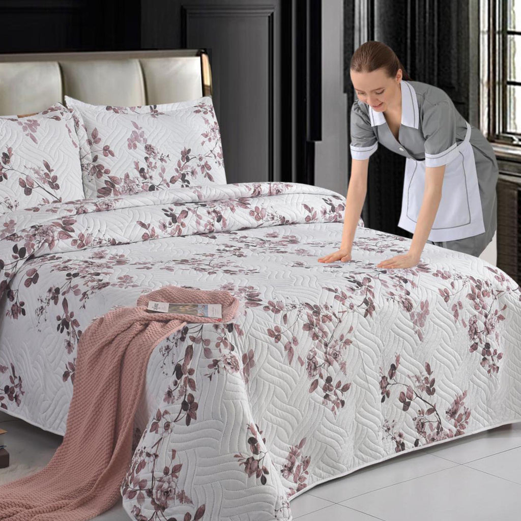 Luxury 3 Piece Bedding Set – Soft Microfibre Bedspread with Pillowcases | Lightweight & Cosy Bedspread-Milan