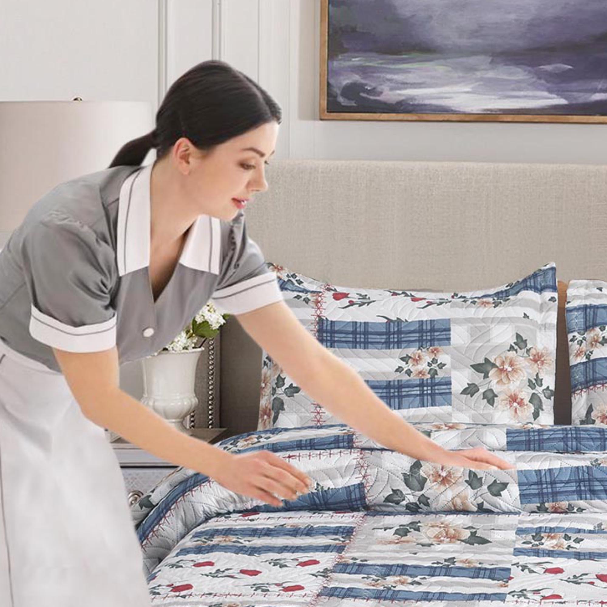 MillPrice Quilted 3-Piece Bedspread Set – Elegant Layered Comfort with Coordinated Pillowcases
