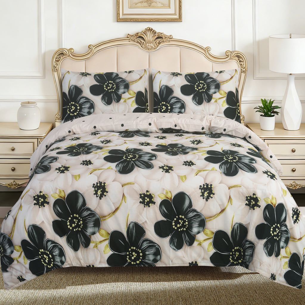 4 Piece 3D Duvet Cover Set with Fitted Sheet, Soft Microfiber Duvet Cover Set, Printed Quilt Cover Bedding with Pillowcases, Single Double King Super King