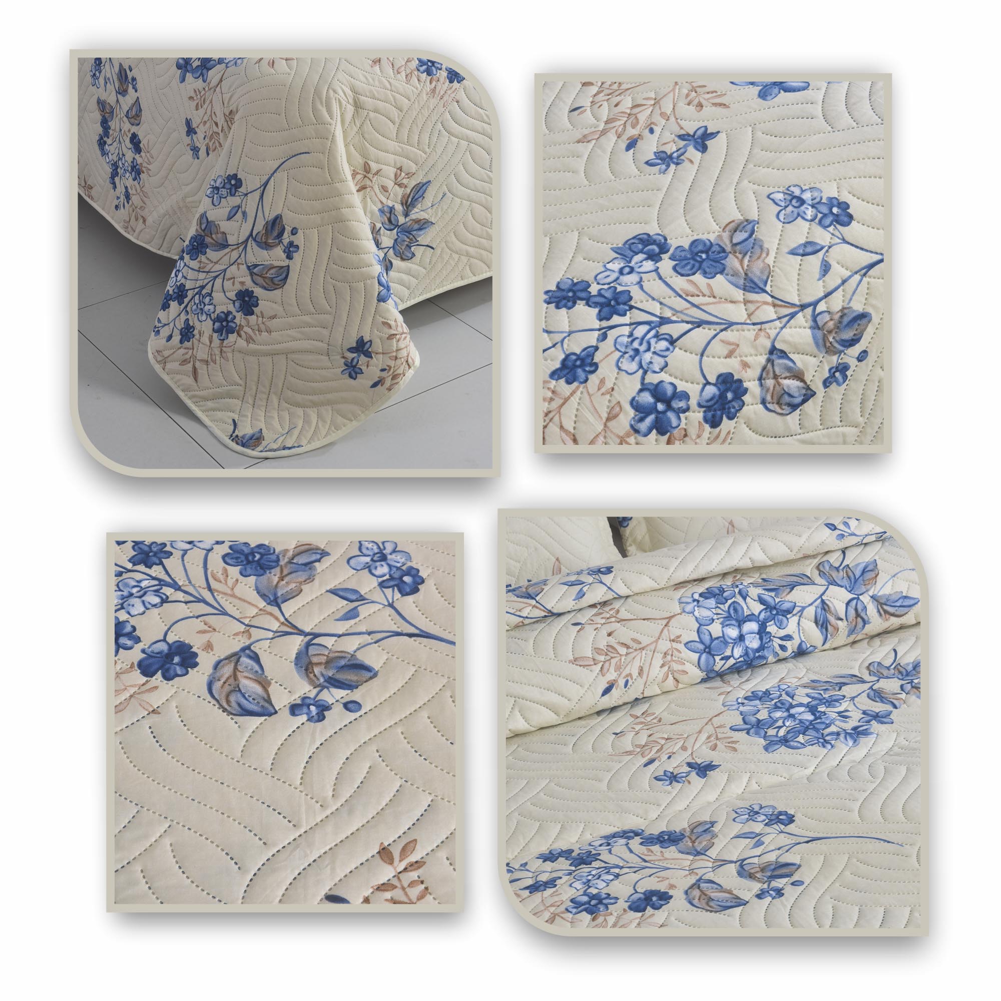 MillPrice Quilted 3-Piece Bedspread Set – Elegant Layered Comfort with Coordinated Pillowcases