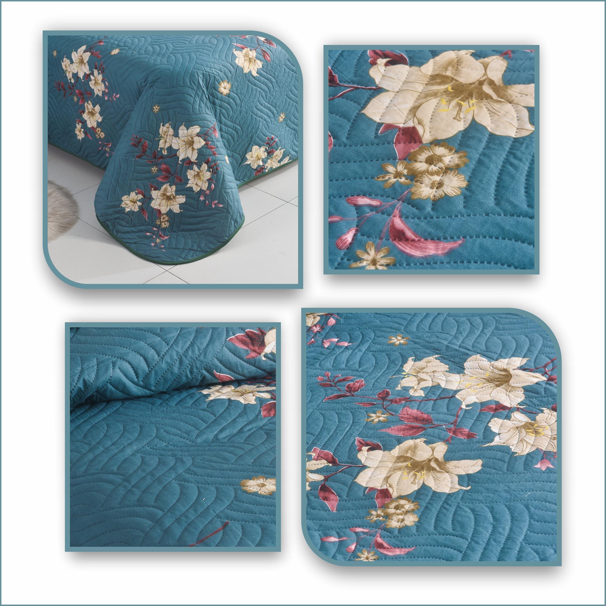 MillPrice Quilted 3-Piece Bedspread Set – Elegant Layered Comfort with Coordinated Pillowcases