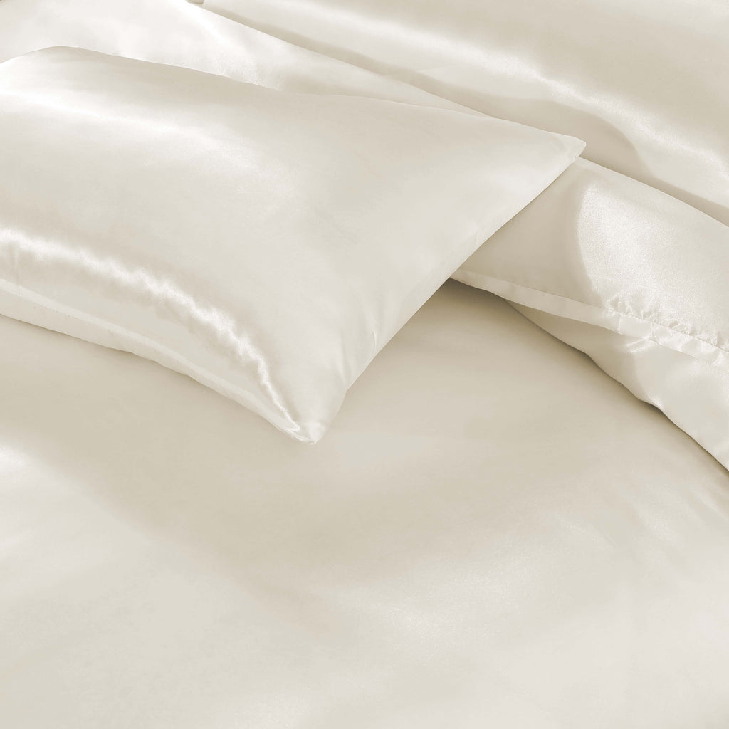 Luxury Satin Silk 6-Piece Bedding Set – Duvet Cover, Fitted Sheet & Pillowcases – Hotel-Style Soft, Elegant Bed Linen UK Sizes
