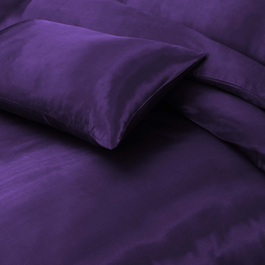 Luxury Satin Silk 6-Piece Bedding Set – Duvet Cover, Fitted Sheet & Pillowcases – Hotel-Style Soft, Elegant Bed Linen UK Sizes