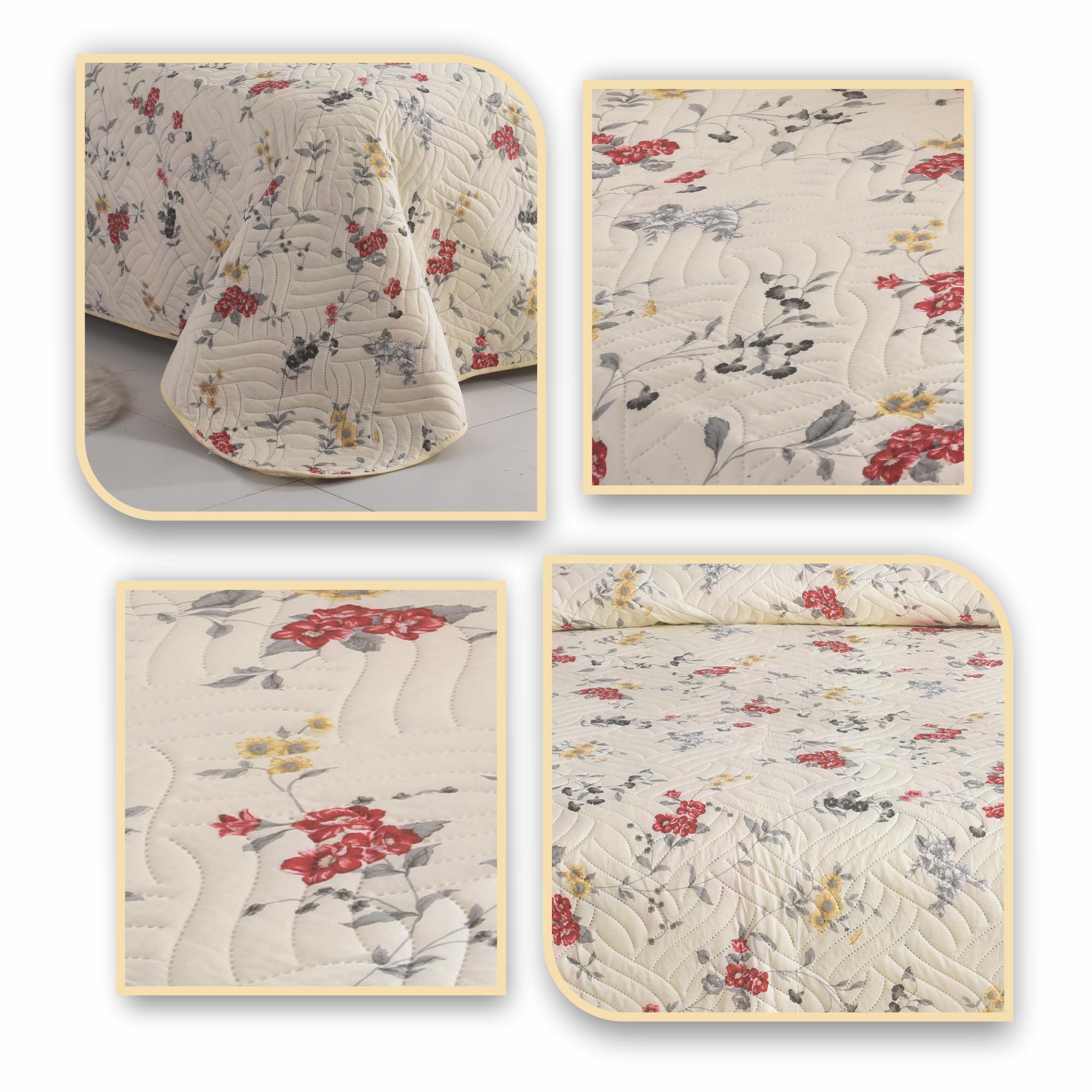 MillPrice Quilted 3-Piece Bedspread Set – Elegant Layered Comfort with Coordinated Pillowcases
