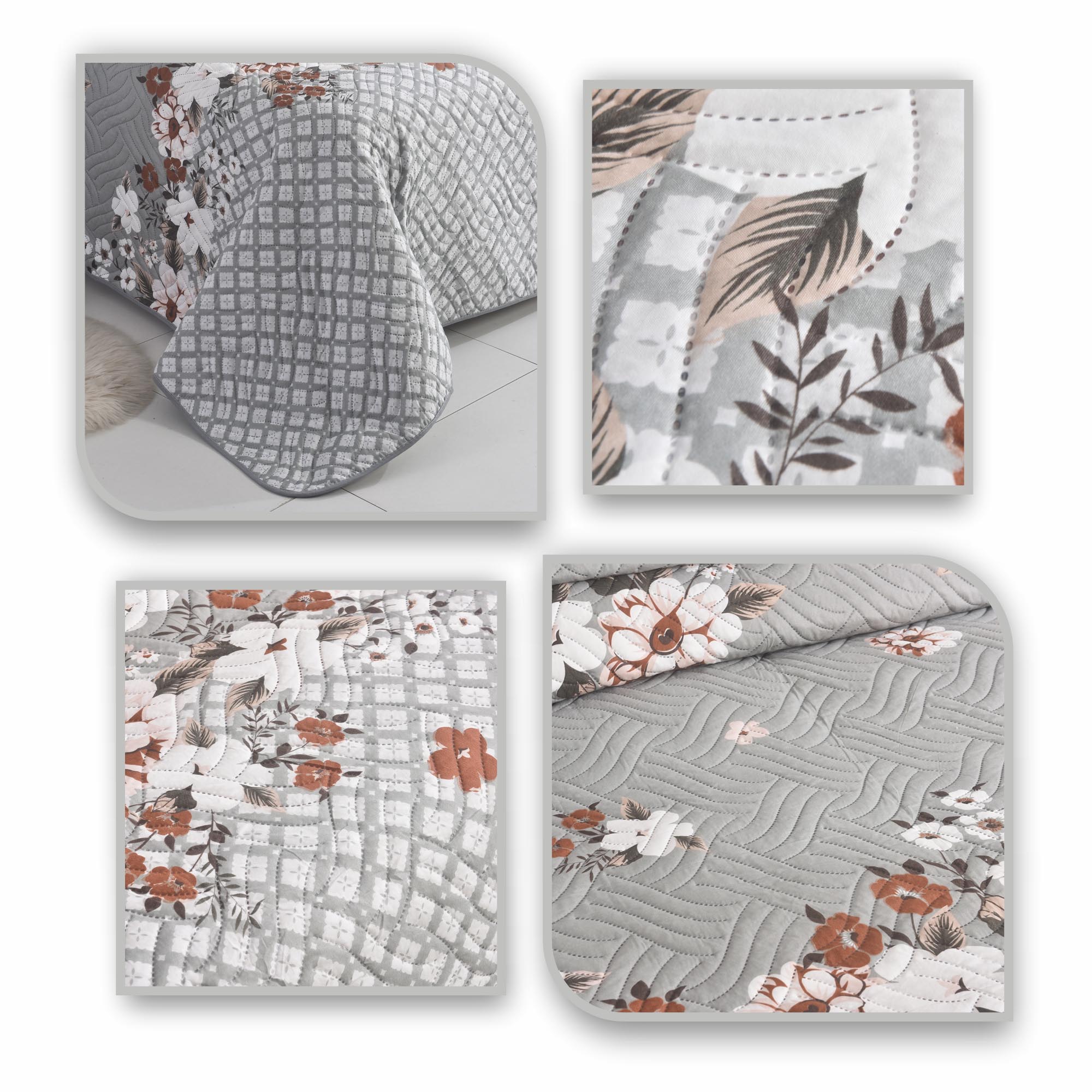 MillPrice Quilted 3-Piece Bedspread Set – Elegant Layered Comfort with Coordinated Pillowcases