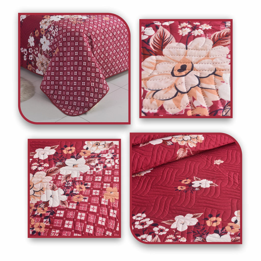 MillPrice Quilted 3-Piece Bedspread Set – Elegant Layered Comfort with Coordinated Pillowcases