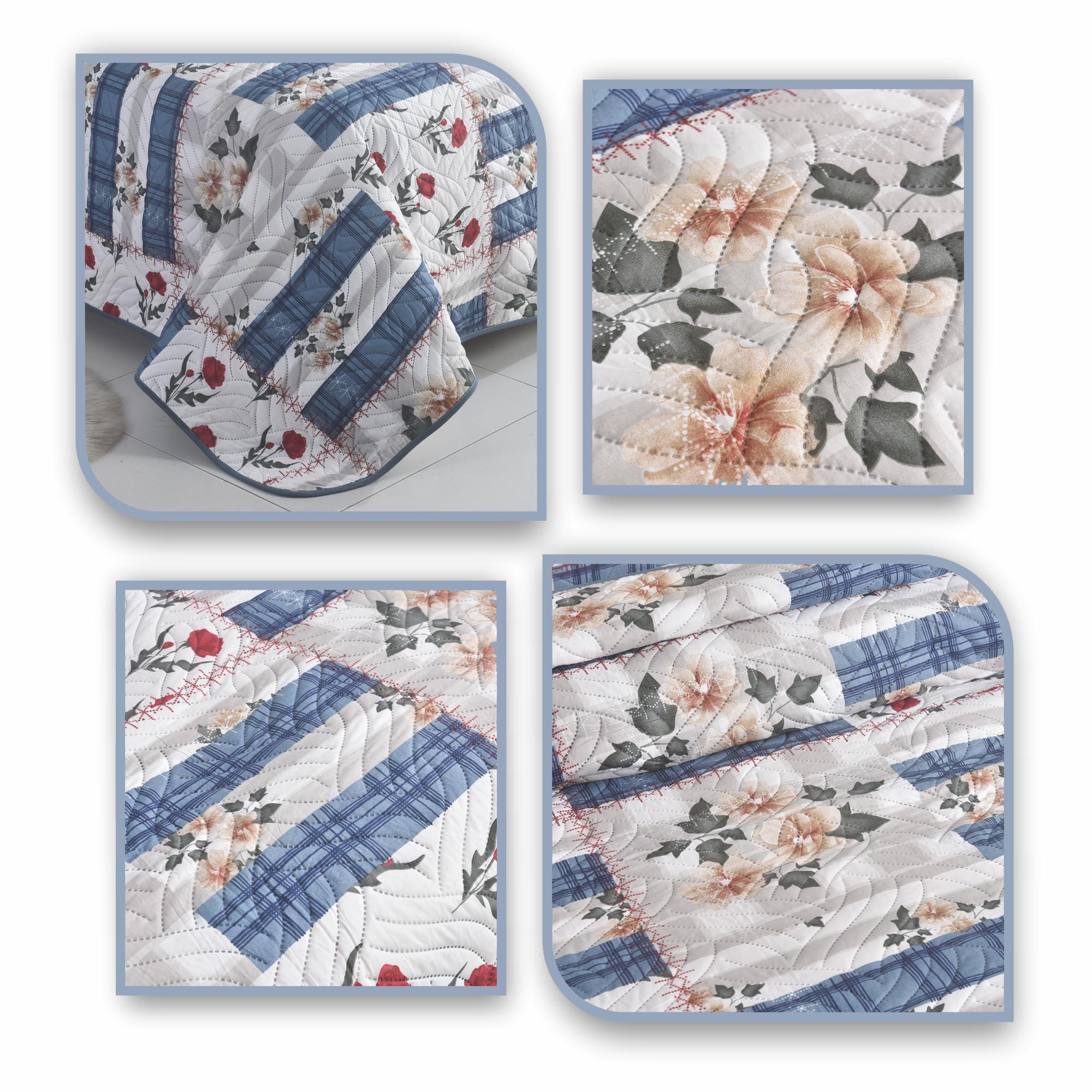 MillPrice Quilted 3-Piece Bedspread Set – Elegant Layered Comfort with Coordinated Pillowcases