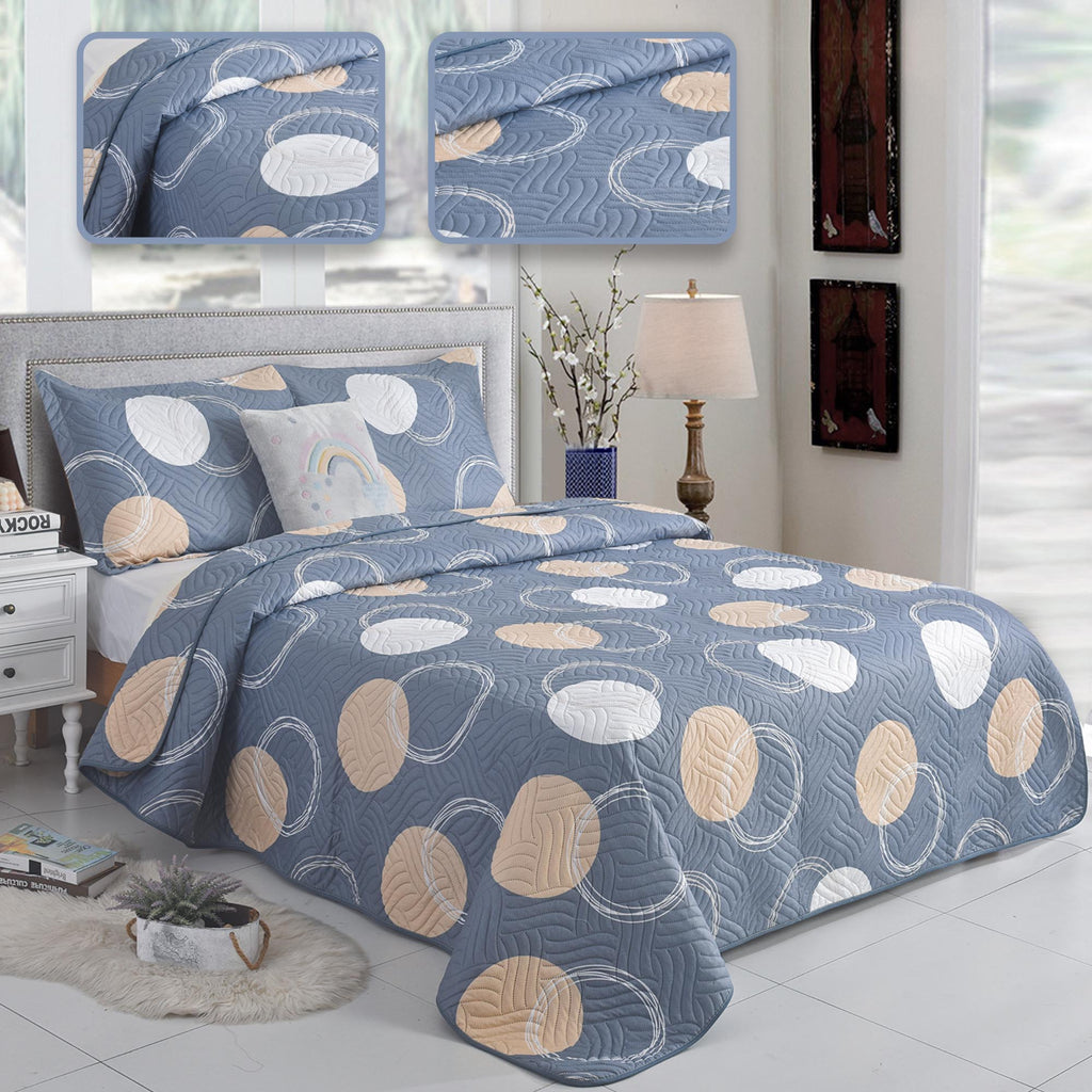 Luxury 3 Piece Bedding Set – Soft Microfibre Bedspread with Pillowcases | Lightweight & Cosy Bedspread-Milan