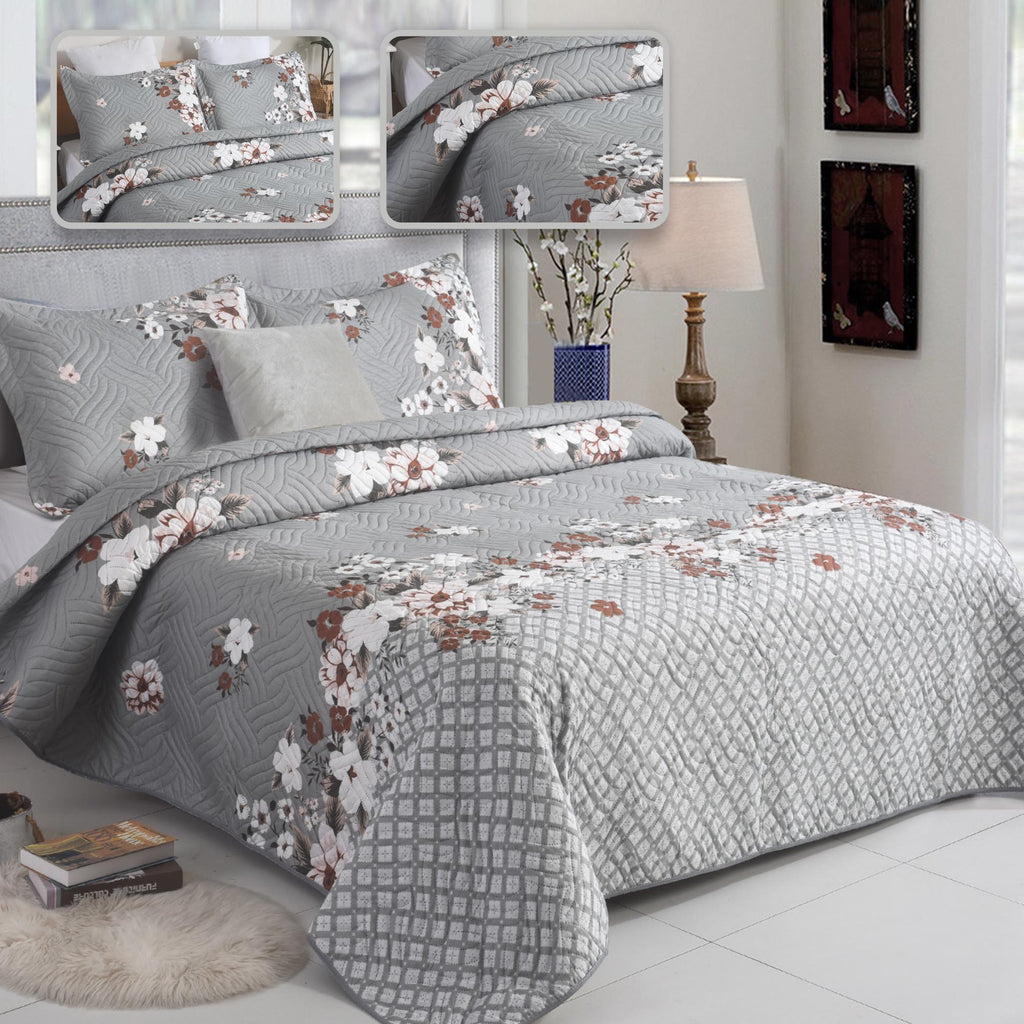MillPrice Quilted 3-Piece Bedspread Set – Elegant Layered Comfort with Coordinated Pillowcases
