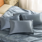Luxury Satin Silk Bedding Set 6 Piece Duvet Cover Fitted Sheet & Pillowcases Single Double King Super King