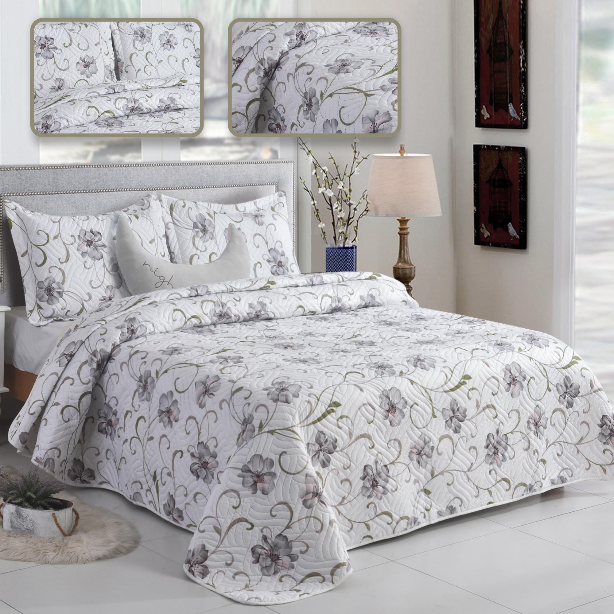 Luxury 3 Piece Bedding Set – Soft Microfibre Bedspread with Pillowcases | Lightweight & Cosy Bedspread-Milan