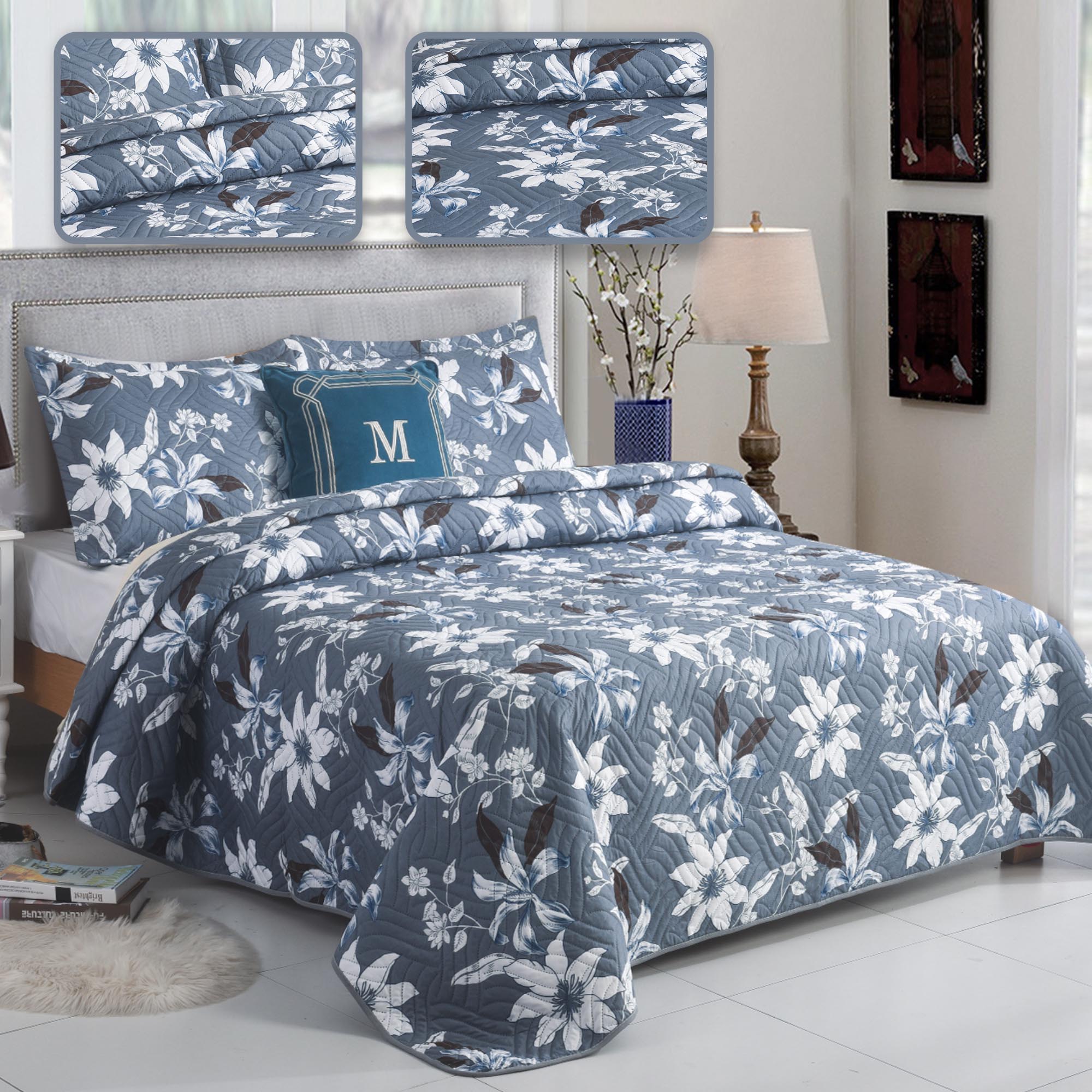 Luxury 3 Piece Bedding Set – Soft Microfibre Bedspread with Pillowcases | Lightweight & Cosy Bedspread-Milan