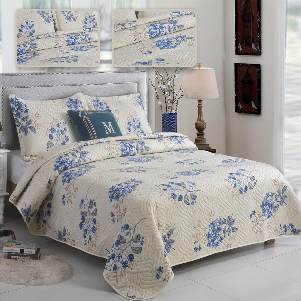MillPrice Quilted 3-Piece Bedspread Set – Elegant Layered Comfort with Coordinated Pillowcases