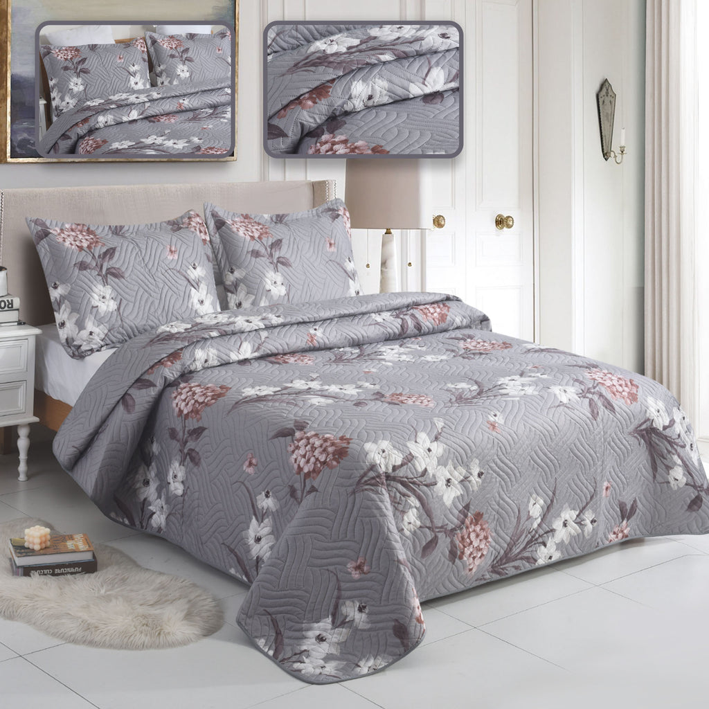 MillPrice Quilted 3-Piece Bedspread Set – Elegant Layered Comfort with Coordinated Pillowcases