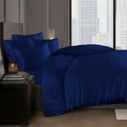 MillPrice Luxury 10 Piece Satin Bedding Set Duvet Cover Fitted Sheet Pillowcases Sleep Mask & Hair Accessories