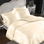 MillPrice Luxury 10 Piece Satin Bedding Set Duvet Cover Fitted Sheet Pillowcases Sleep Mask & Hair Accessories