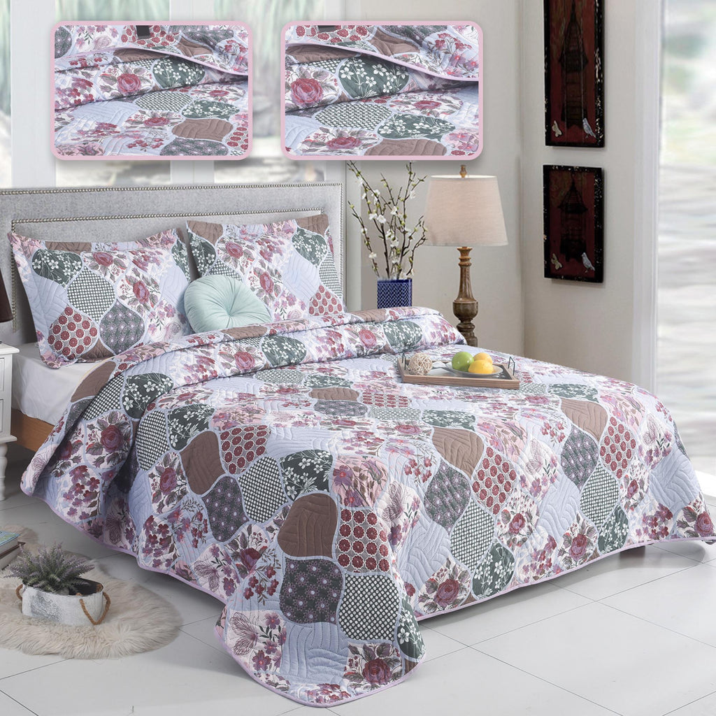 Luxury 3 Piece Bedding Set – Soft Microfibre Bedspread with Pillowcases | Lightweight & Cosy Bedspread-Milan