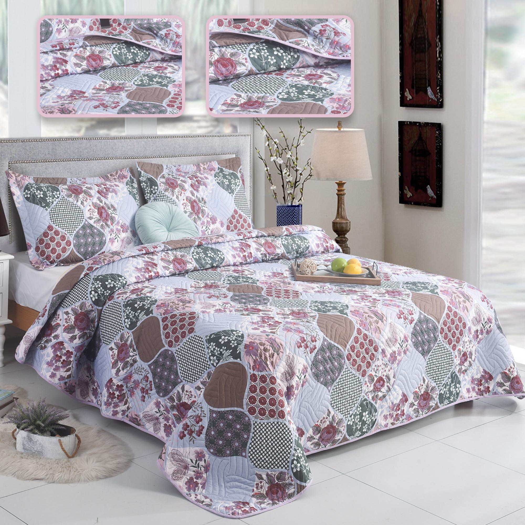 Luxury 3 Piece Bedding Set – Soft Microfibre Bedspread with Pillowcases | Lightweight & Cosy Bedspread-Milan