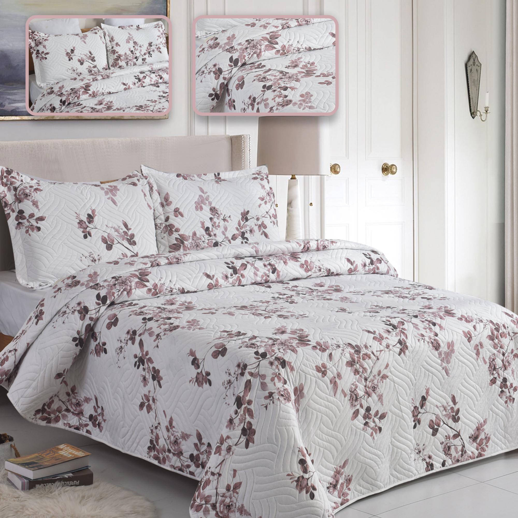 Luxury 3 Piece Bedding Set – Soft Microfibre Bedspread with Pillowcases | Lightweight & Cosy Bedspread-Milan