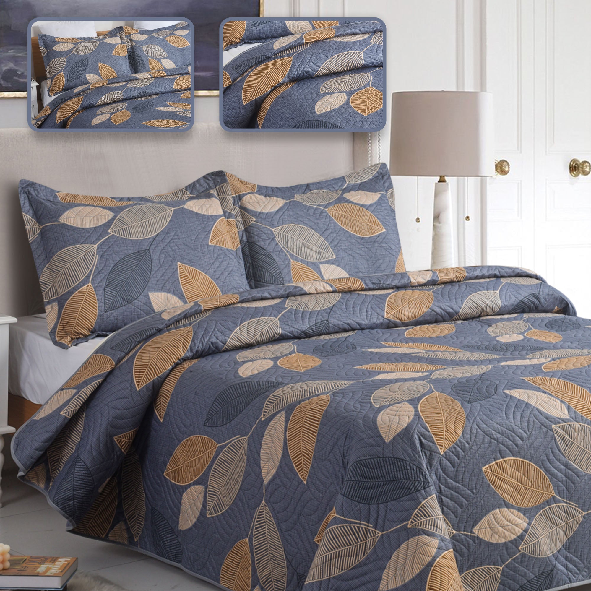 Luxury 3 Piece Bedding Set – Soft Microfibre Bedspread with Pillowcases | Lightweight & Cosy Bedspread-Milan