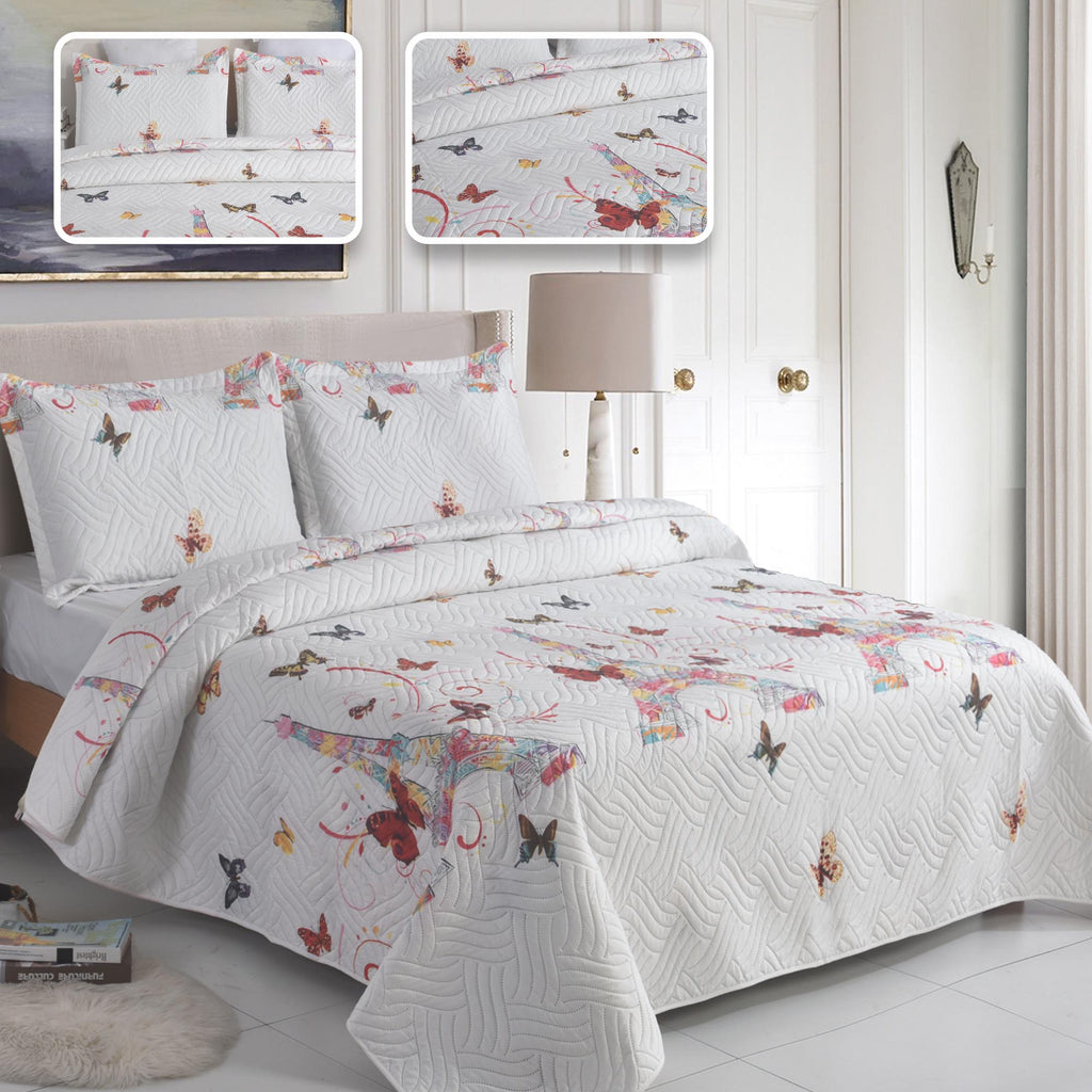 MillPrice Quilted 3-Piece Bedspread Set – Elegant Layered Comfort with Coordinated Pillowcases