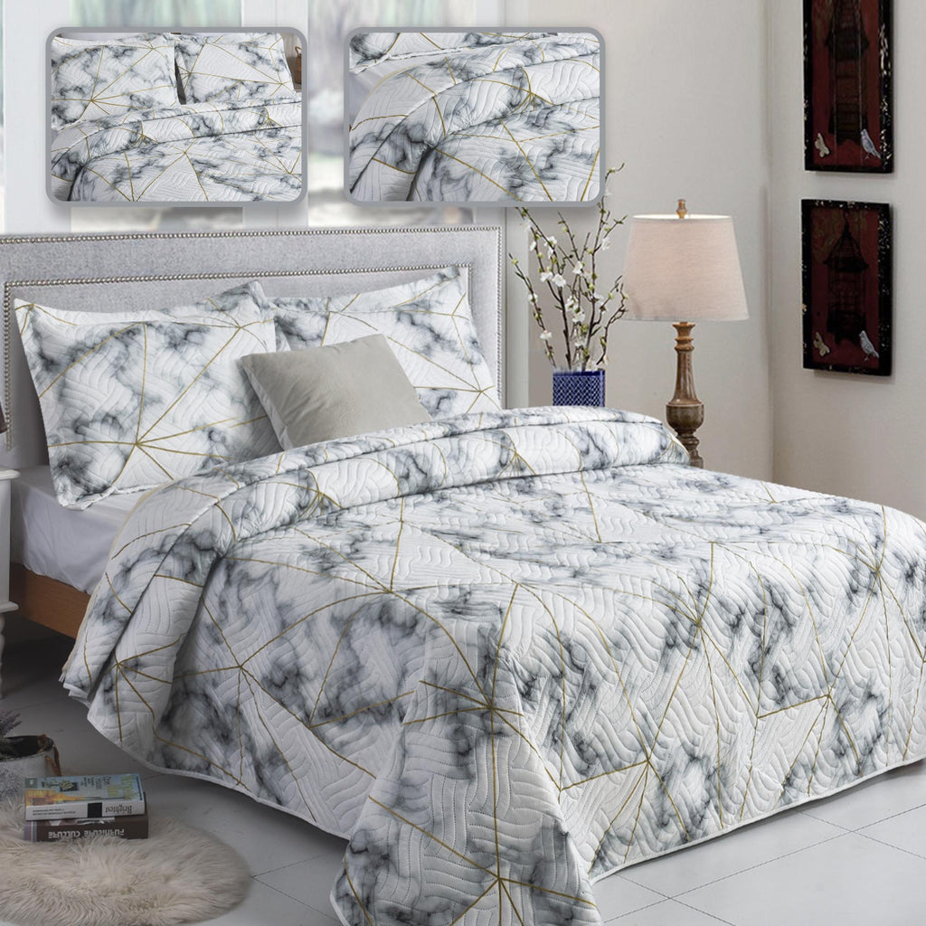 Luxury 3 Piece Bedding Set – Soft Microfibre Bedspread with Pillowcases | Lightweight & Cosy Bedspread-Milan