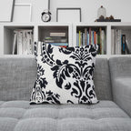 Luxury Flock Cushion Cover | Soft Decorative Damask Throw Pillow Cover for Sofa, Bed & Living Room | 17 x 17 Inch