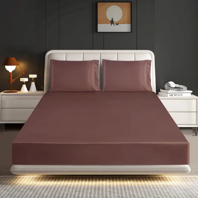Mill Price Luxury Satin Fitted Sheet Set – 40cm Extra Deep Bed Sheet with Pillowcases | Single Double King