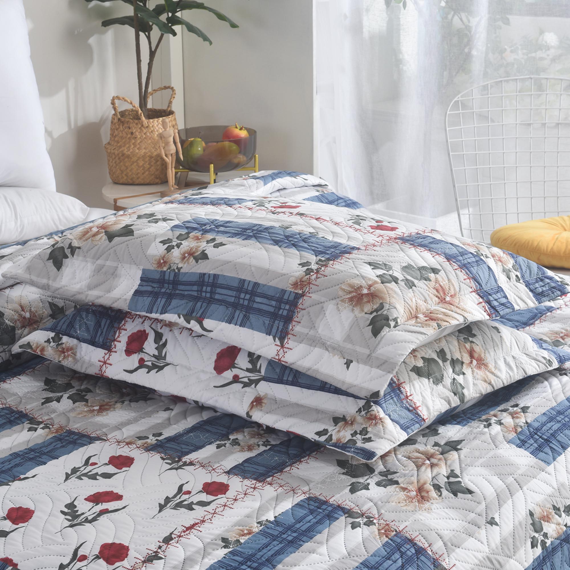 MillPrice Quilted 3-Piece Bedspread Set – Elegant Layered Comfort with Coordinated Pillowcases