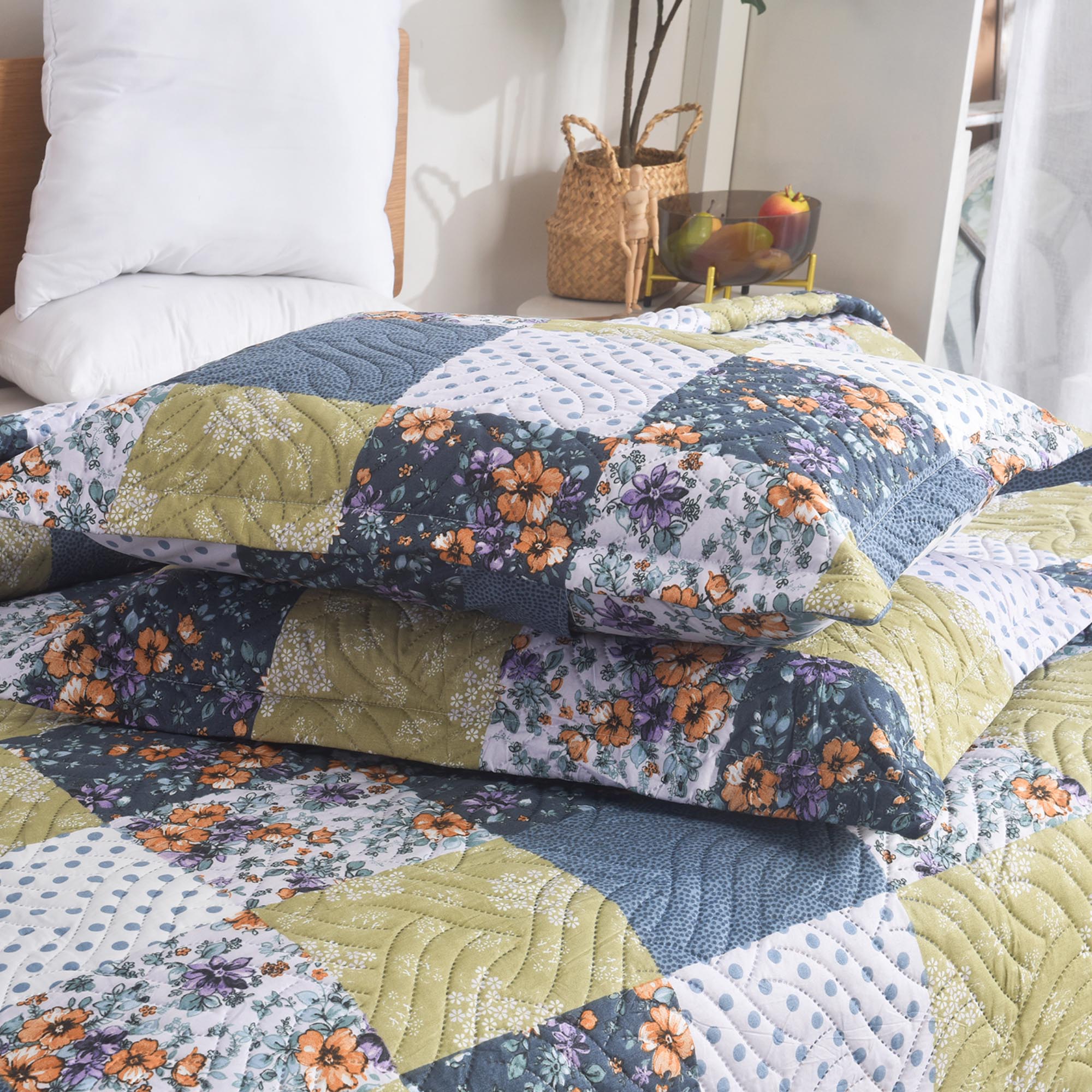MillPrice Quilted 3-Piece Bedspread Set – Elegant Layered Comfort with Coordinated Pillowcases