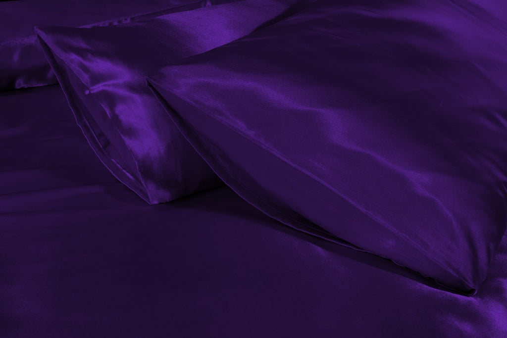 MillPrice Luxury 10 Piece Satin Bedding Set Duvet Cover Fitted Sheet Pillowcases Sleep Mask & Hair Accessories