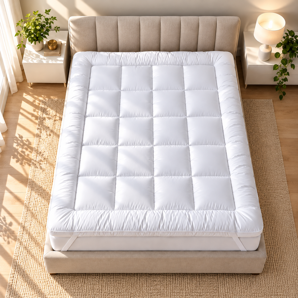 MillPrice Extra Thick Mattress Topper 10cm Luxury Hollowfibre Mattress Topper Single 4FT Double King Super King