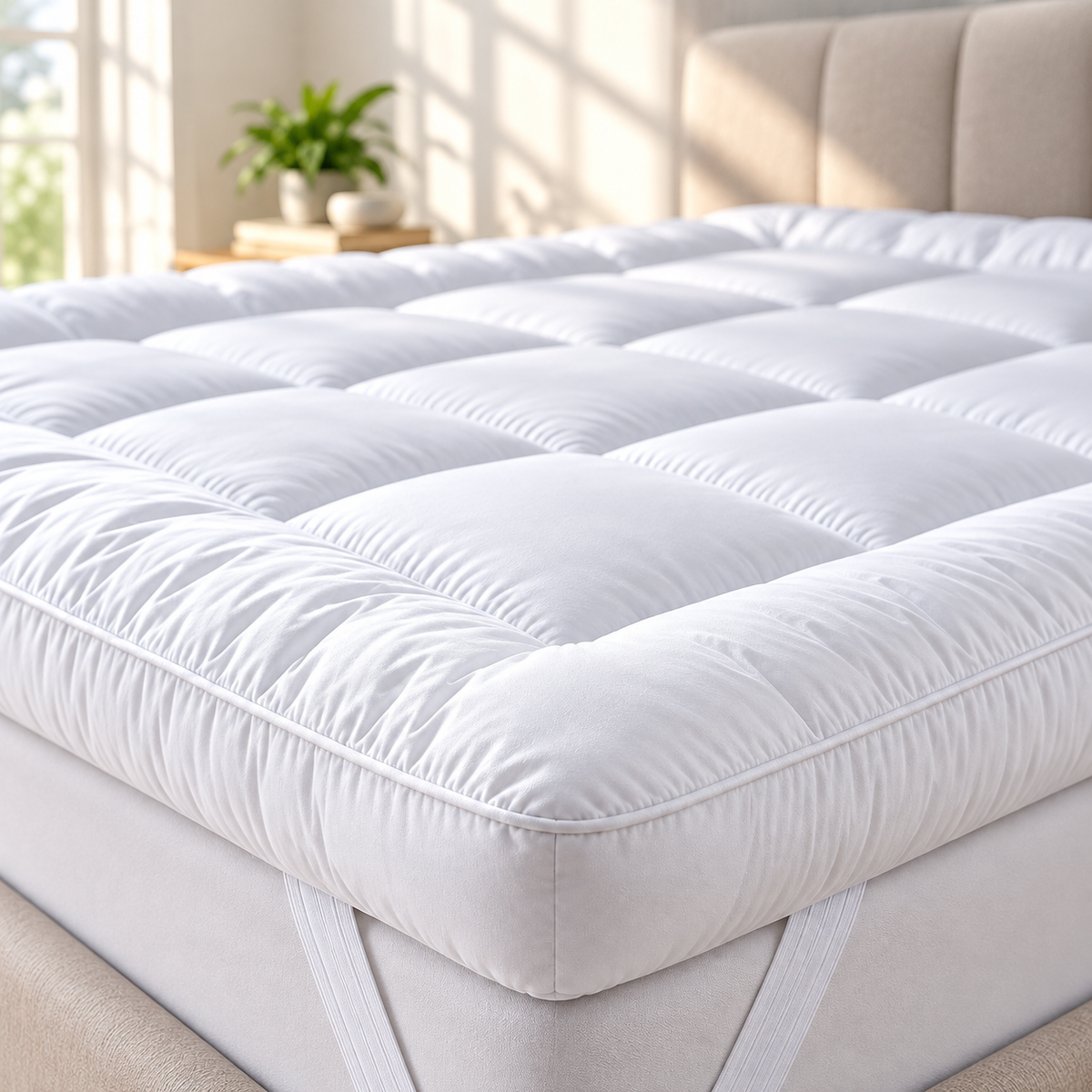 MillPrice Extra Thick Mattress Topper 10cm Luxury Hollowfibre Mattress Topper Single 4FT Double King Super King