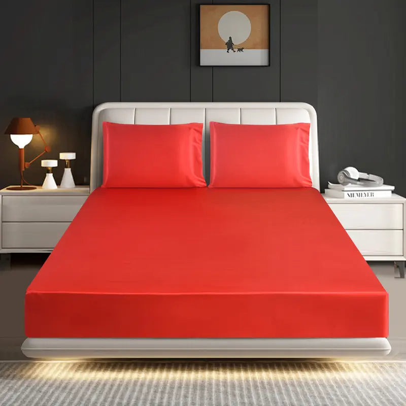 Mill Price Luxury Satin Fitted Sheet Set – 40cm Extra Deep Bed Sheet with Pillowcases | Single Double King