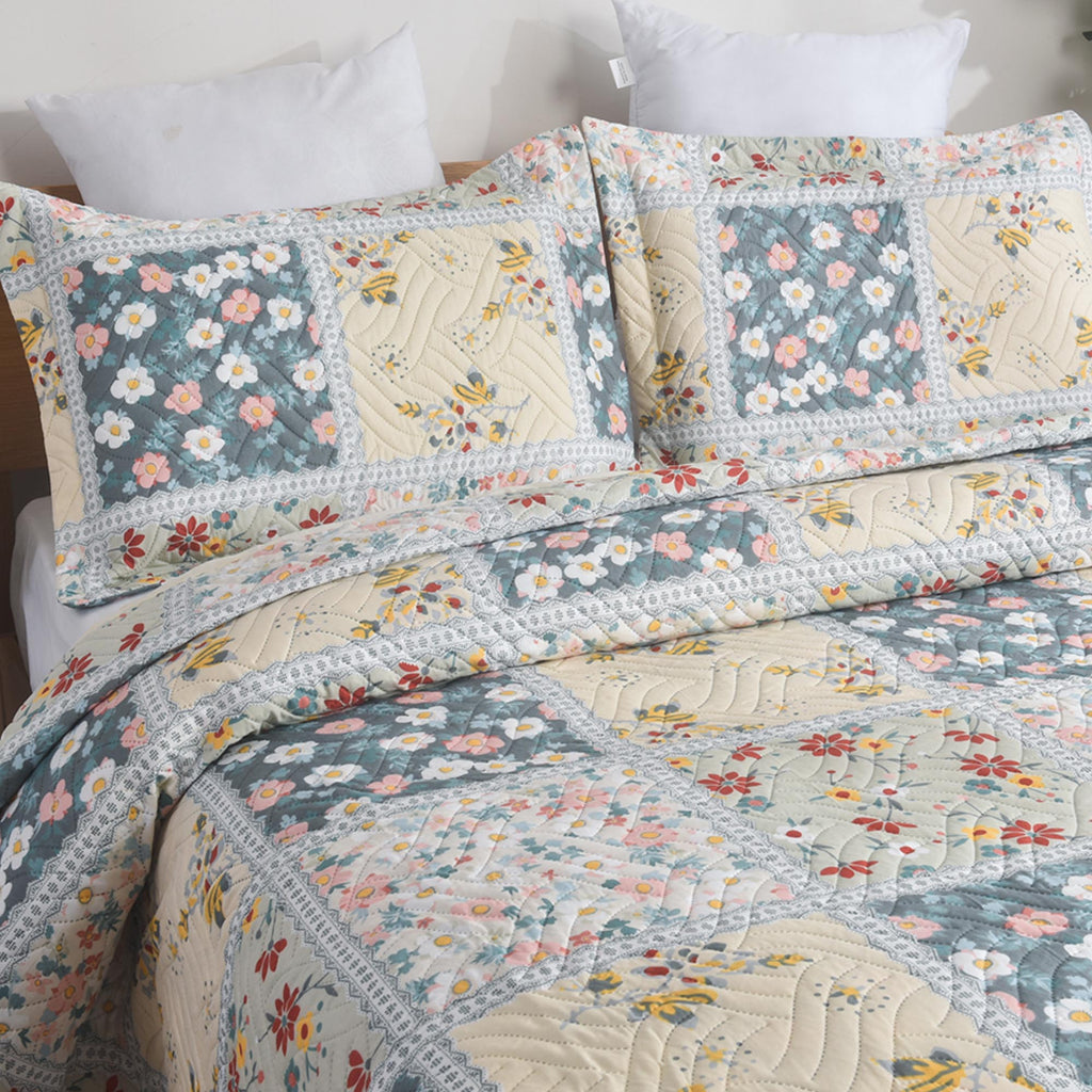 MillPrice Quilted 3-Piece Bedspread Set – Elegant Layered Comfort with Coordinated Pillowcases