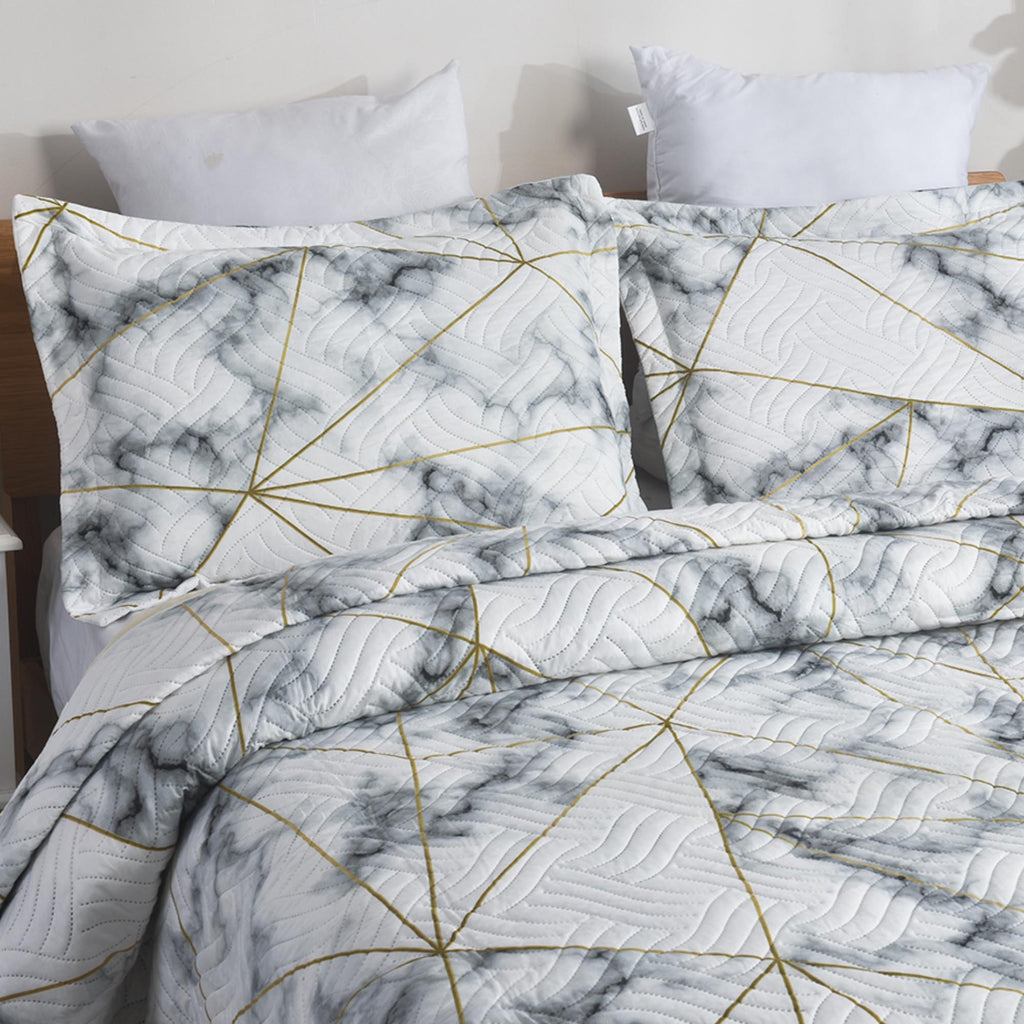 MillPrice Quilted 3-Piece Bedspread Set – Elegant Layered Comfort with Coordinated Pillowcases