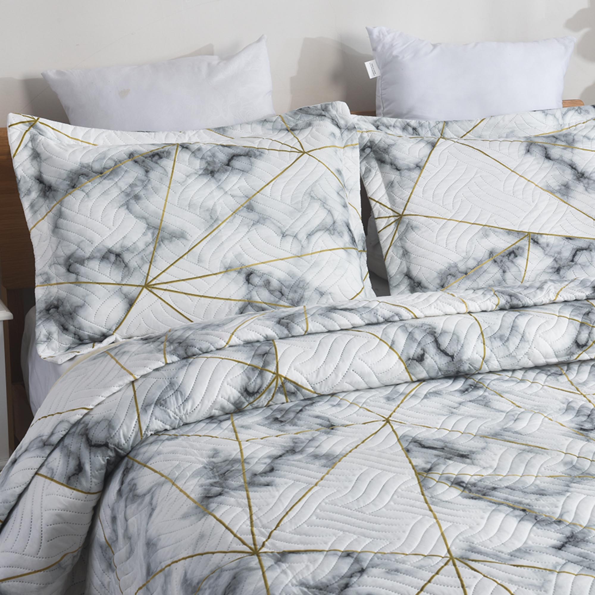 MillPrice Quilted 3-Piece Bedspread Set – Elegant Layered Comfort with Coordinated Pillowcases