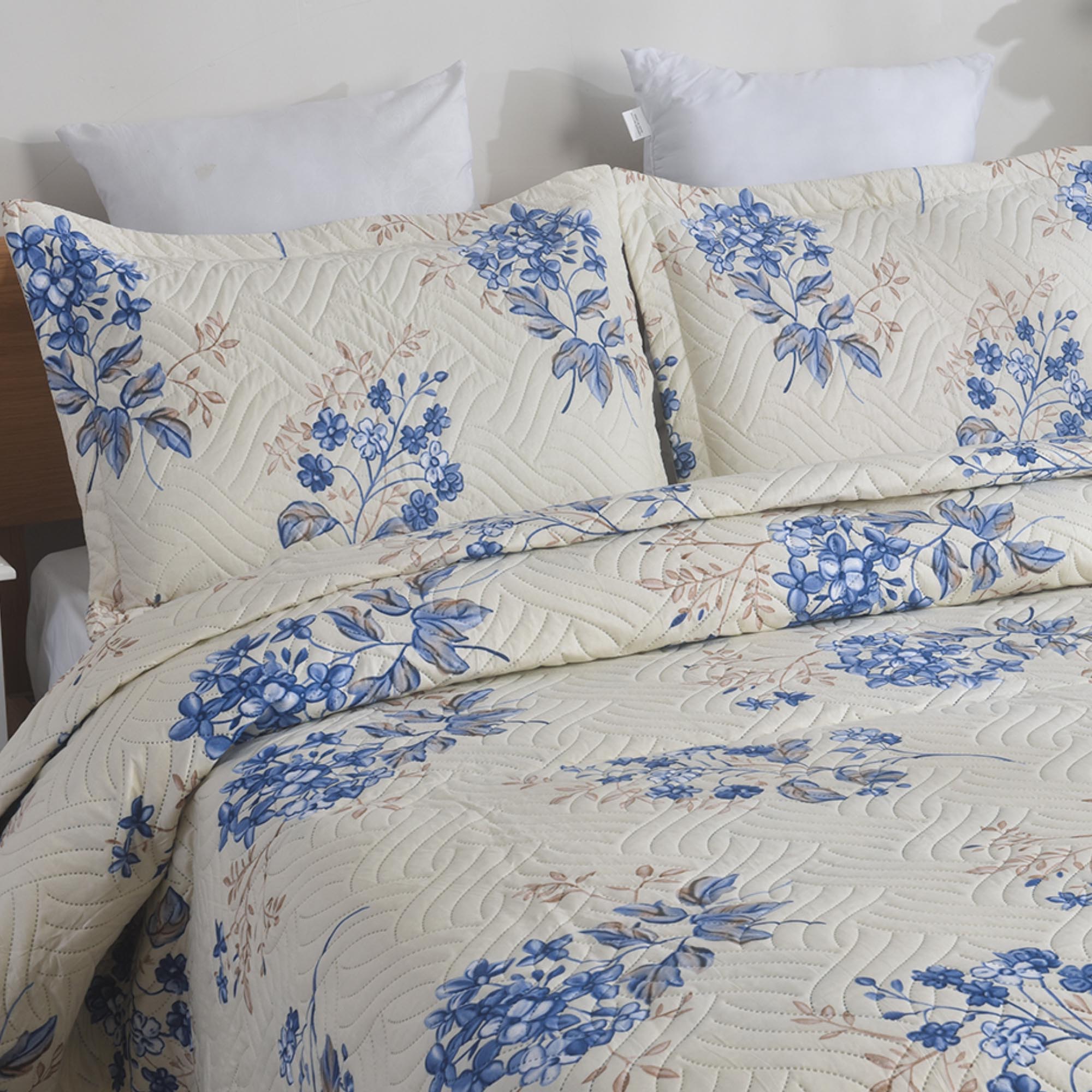 MillPrice Quilted 3-Piece Bedspread Set – Elegant Layered Comfort with Coordinated Pillowcases