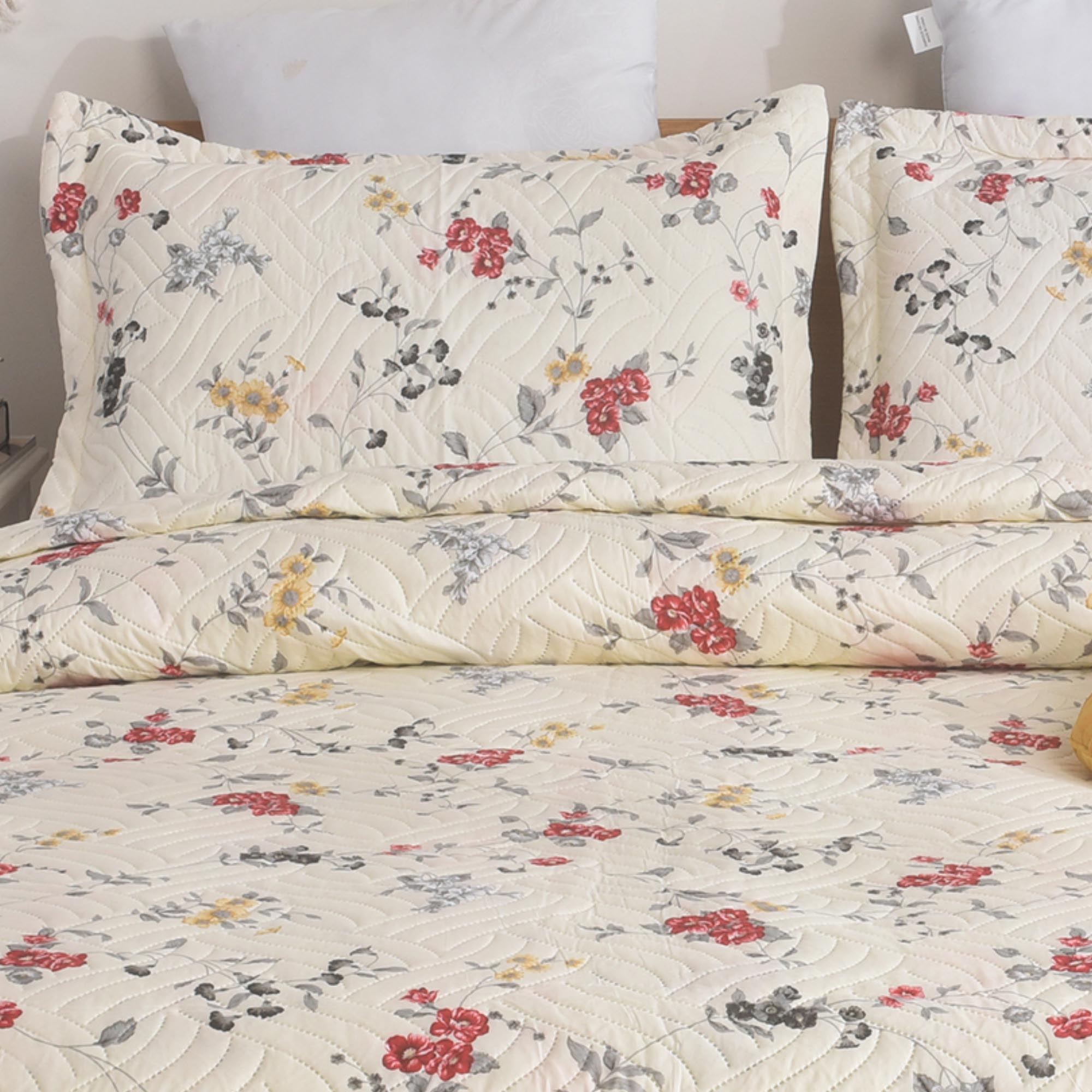 MillPrice Quilted 3-Piece Bedspread Set – Elegant Layered Comfort with Coordinated Pillowcases