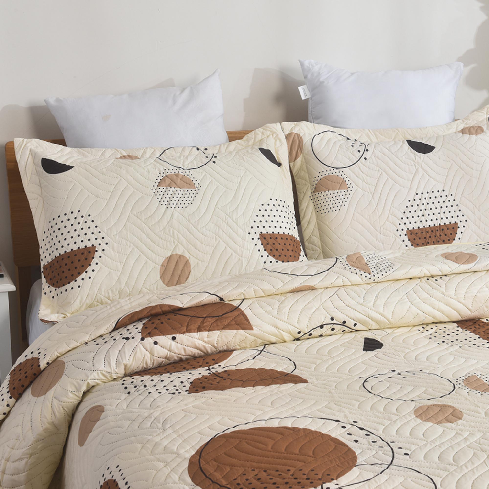 MillPrice Quilted 3-Piece Bedspread Set – Elegant Layered Comfort with Coordinated Pillowcases