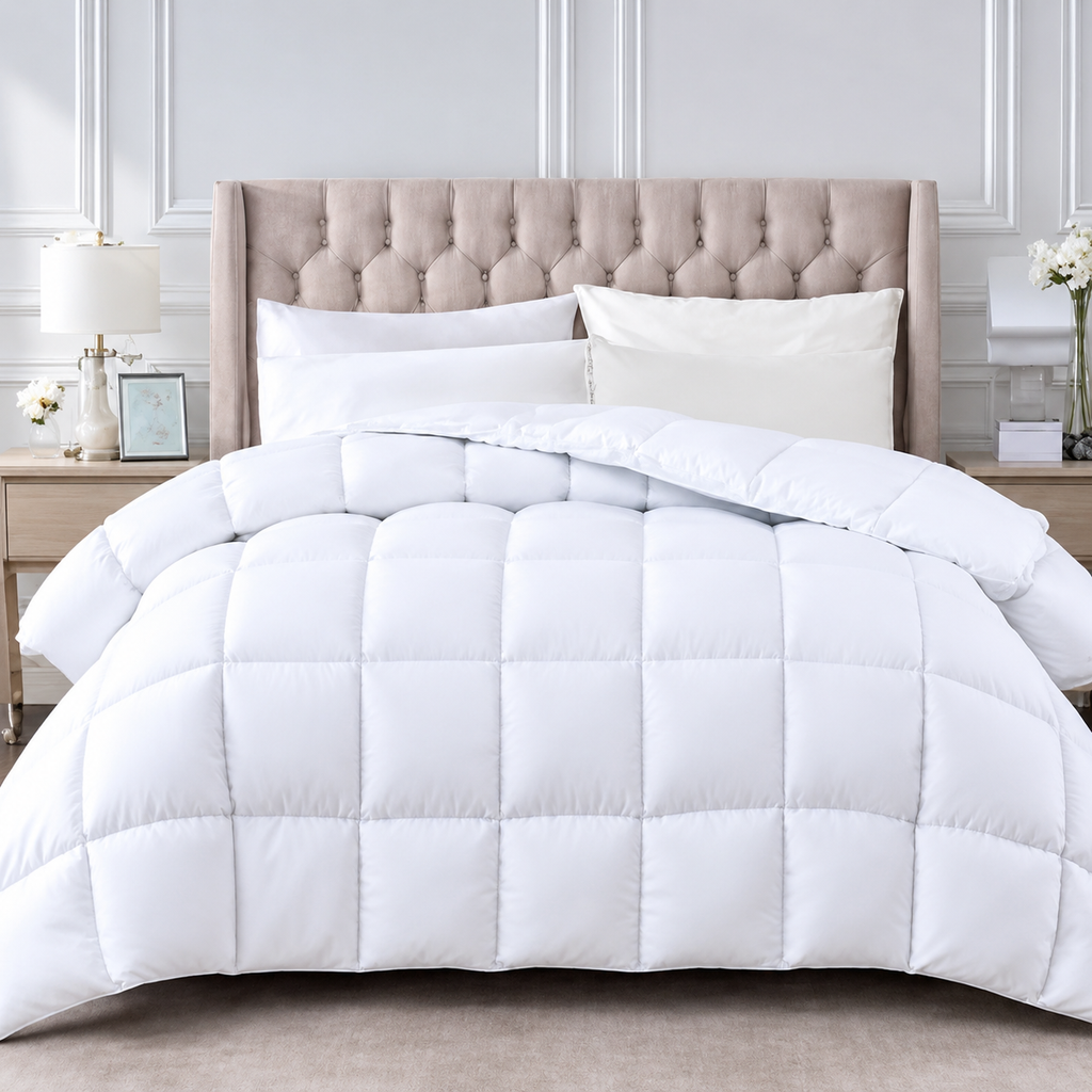 13.5 Tog Duck Feather & Down Duvet | Soft Microfibre Quilt | Warm, Breathable Winter Duvet for Single, Double, King & Super King